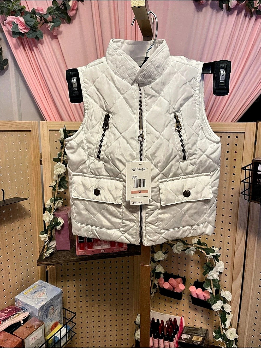 Jessica Simpson Quilted Vest Girls 2T White NWT